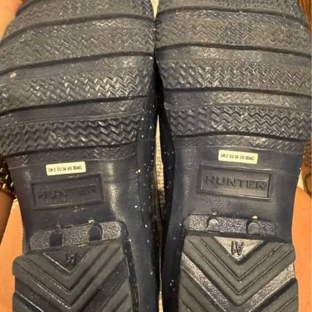 Hunter Original Kids Giant Glitter Boots Girls Size 4 Navy